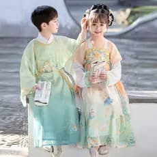Hanfu Meninos 2024 Novo Estilo Chinês Bonito Verão Antigo Tang Terno Meninas Super Fada Traje Infantil Roupas De Escola