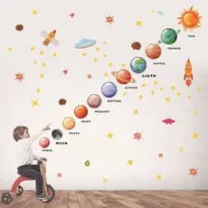 Universo espaço astronauta sofá fundo parede auto-adesivo papel de parede planeta sistema Solar galáxia planeta casa ade