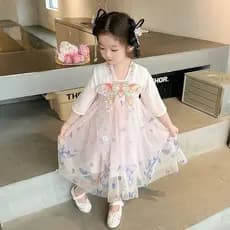 Hanfu Meninas 2026 Novo Verão De Manga Curta Traje Antigo Infantil26.6.3