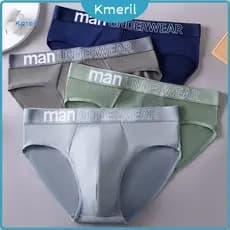 { kmeril.th1 } Cuecas Masculinas Cintura Média Slim Fit Calcinha De Alta Elasticidade Cor Sólida Estampa De Letras U-Con
