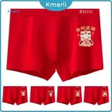 { kmeril.th1 } Roupa Íntima Masculina Cintura Elástica Algodão Boxer Briefs Desenho Animado Cobra Padrão Confortável Res
