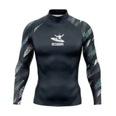 Verão Masculino Engraçado Maiô Rash Guards Manga Longa Surf Terno Meninos Apertado Natação Camiseta Praia Proteção UV Ro