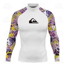QUIKSILVER Nova Camisa Masculina De Manga Longa Pro Surf Praia Sol Tela Moletom Rashguard Proteção UV Roupa De Banho UPF