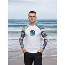 Camiseta Masculina Com Proteção UV , Contra Queimaduras , Surf , Mergulho , Justa , Manga Curta , Tops , Camisas De Nata