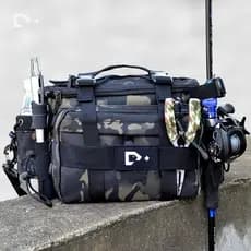 Bolsa para isca de pesca de peixe Dawa Bolsa multifuncional para vara de pesca de grande capacidade Bolsa de ombro para