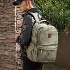 Retro masculino mochila de negócios lona mochila grande capacidade mochila ao ar livre lazer viagem mochila