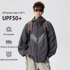 UPF50 + roupas de pele legal masculinas 2026 verão solto protetor solar roupas casal esportes respirável protetor solar