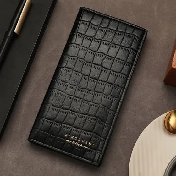 Bolsa de terno empresarial três em um leve fina longa masculina bolsa de cartão multicartão carteira bolsa de moedas Hig