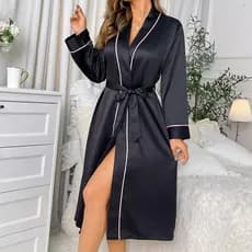 ((Kimonos & Robes) 2025 Camisola Longa de Seda Gelo Estilo Fino Moda Homewear Senhoras Cardigan Roupão 26.4.13