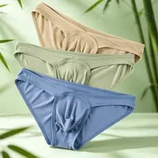 ((Triângulo masculino) Cuecas masculinas de fibra de bambu cintura baixa bolsa grande respirável adequada para a pele de