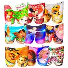 Kit 10 Calcinha Shortinho Infantil Feminina Boxer Menina Personagens Princesas