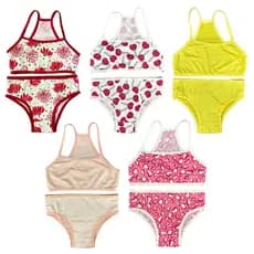 Kit 5 Conjunto Infantil Menina Moça Top Calcinha Liso e Estampado Misto