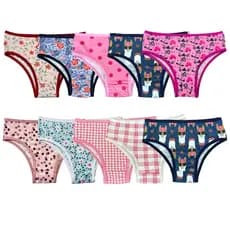 Kit 10 Calcinha Estampada Juvenil e Infantil Conforto Menina Moça Tanga Poliéster Forrada