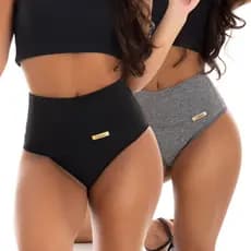 Kit 2 e 3 Calcinhas Tanga Cintura Alta Suplex Confortável Modeladora Plus Size Sem Costura