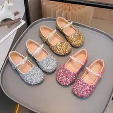 Meninas moda sapatos de cristal 2026 verão sola macia antiderrapante sapatos casuais lantejoulas estilo princesa All-Mat