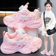 Escola primária meninas sapatos outono meninas pai sapatos crianças malha respirável médio grande crianças fivela rotati