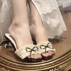 Sandálias femininas kasut perempuan selipar wanita Bowknot Fairy Style Sandálias de salto alto femininas Desgaste extern