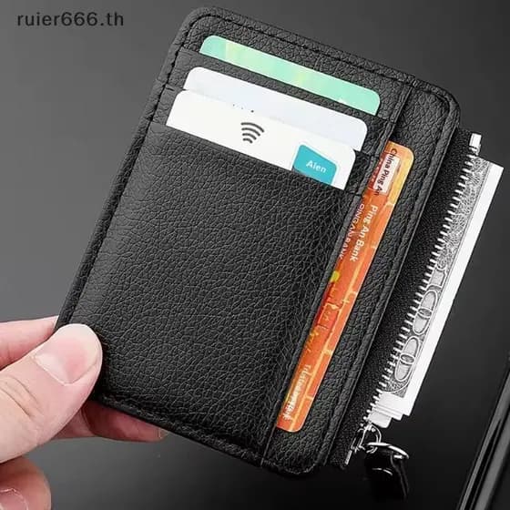 ruier Mini Carteira Para Cartão De Crédito Porta-Cartões De Identificação Pequena Masculina Manga Fina Com Zíper Curta M