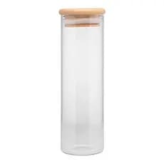 POTE DE VIDRO C/TAMPA DE BAMBU 210ML