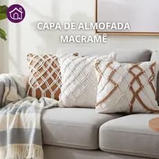 Kit 3 Capa de Almofada Macramê Trançada 45x45cm Artesanal Estilo Boho Macio Decoração Sofá Cama
