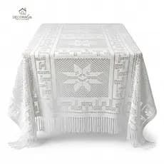 Toalha  Mesa Renda Bromélia Poliéster 8 Lugares Leve  Resistente Design Elegante Decoração