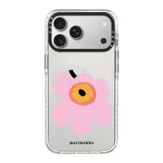 Flor marimekko borda branca acrílico magnético caso protetor do telefone móvel, adequado para Apple 17 16 15 14 13 12pro