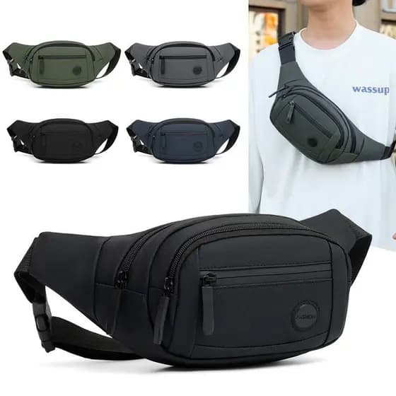 Bolsa de cintura multifuncional de grande capacidade, bolsa de peito para celular, bolsa mensageiro masculina Casual à p