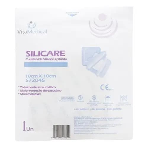 Curativo De Silicone Com Espuma E Borda Silicare 10x10cm 1 Unidade