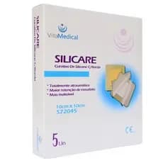 Curativo De Silicone Com Espuma E Borda Silicare 10x10cm 5 Unidades