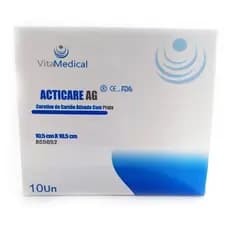 Curativo carvão ativado com prata 10,5x10,5cm caixa com 10 unidades VitaMedical
