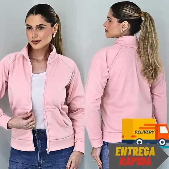 Blusa De Frio Com Ziper Moletom Jaqueta Bomber casaco Feminina