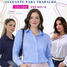 Camisa Social Feminina Crepinho Manga Longa Elegante Trabalho Escritório casual chic M G GG G1 G2 G3