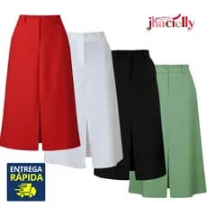 Saia Feminina Cintura Alta Com Bolso Tecido Marrant Moda Evangélica GD00119