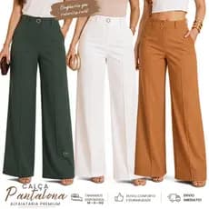 Calça Pantalona Feminina Alfaiataria Premium Cintura Alta Bolsos Funcionais Elegante e Confortável