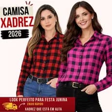 Camisa Xadrez Quadriculado Festa Junina Manga Longa  M G GG 2026