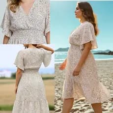 Vestido Feminino Manga Flare Estampado Floral  Mídi plus size