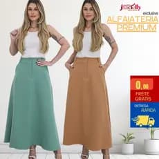 Saia Longa Feminina Alfaiataria Com Bolso Cintura Alta Moda Evangélica Casual Inverno