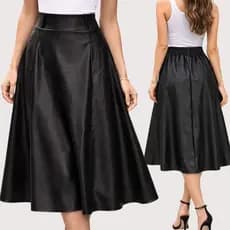 Saia Feminina Longa MIDI Couro Estilo Elegante