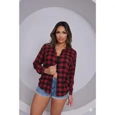 Camisa Social Xadrez Quadriculado Festa Junina Manga Longa de M até GG
