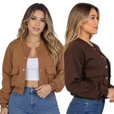Jaqueta Moletom Feminina Cargo Moda Casual Inverno 2026