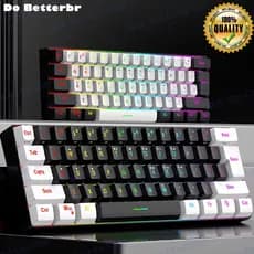 Teclado para jogos com fio 61-Key RGB Backlight Mini Compact USB-C Cabo de alimentação plugável