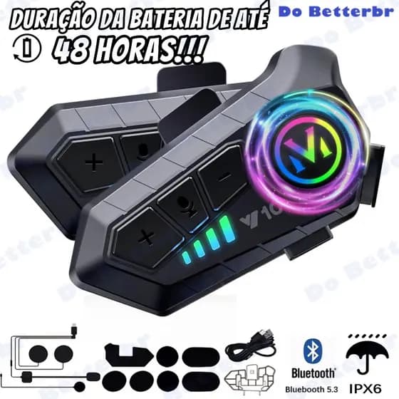 Y10 Motocicleta Sem Fio Bluetooth 5.3 Fone de Ouvido Capacete Kit de Chamadas Mãos Livres À Prova D'Água DOBETTER