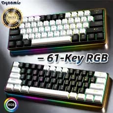 Teclado para jogos com fio 61-Key RGB Backlight Mini Compact USB-C Cabo de alimentação plugável -DY
