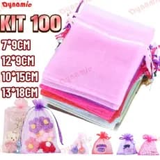 Kit 100/50/25/10 Un Saco Saquinho Organza Tule Saquinho 7x9 9x12 10x15 Festa Casamento (Escolha A Cor)