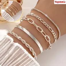 5pcs pulseiras em aço inoxidável hipoalergênico não escurece a prova d’água DY