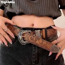 Cinto de Moda de Couro - Cinto com Fivela Decorativa, Para Jeans e Vestidos DY
