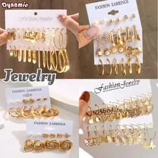 Kit de 12 Brincos Feminino - A Prova d'Água - Design Pérola e Dourado Chic-DY