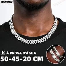 Conjunto de colar e pulseira de zircônia cubana em formato de diamante de largura Hip-hop moderno-DY