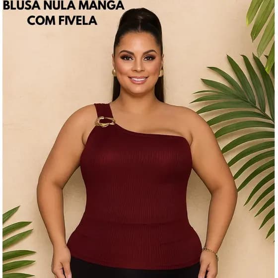 Blusa Feminina Nula Manga com Fivela Canelado Moda Casual e Elegante Perfeita Para Looks