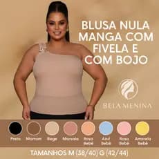 Blusa Feminina Nula Manga com Fivela e Bojo Moda Casual e Elegante